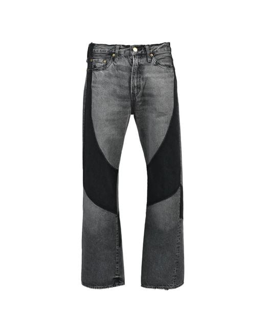 Dear BORO Gray 1985 Contrast-Panel Patchwork Jeans for men