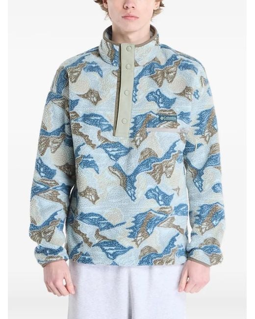 Columbia Blue Patterned Sherpa Sweatshirt for men
