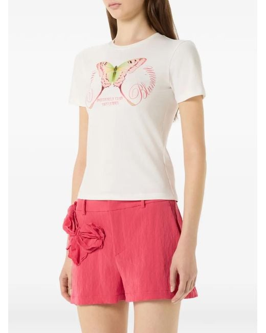 Blumarine White Butterfly-Print T-Shirt