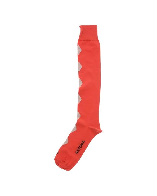 In The Box Red Diamond-Pattern Socks for men