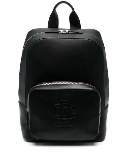 DSquared² Embossed-monogram Leather Backpack in het Black voor heren