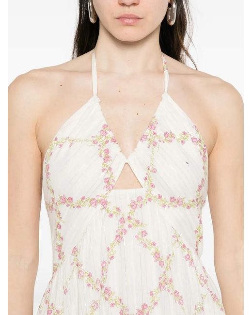Twinset White Floral Halterneck Maxi Dress