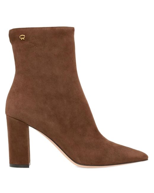 Gianvito Rossi Brown 85Mm Lyell Pointed-Toe Ankle Boots