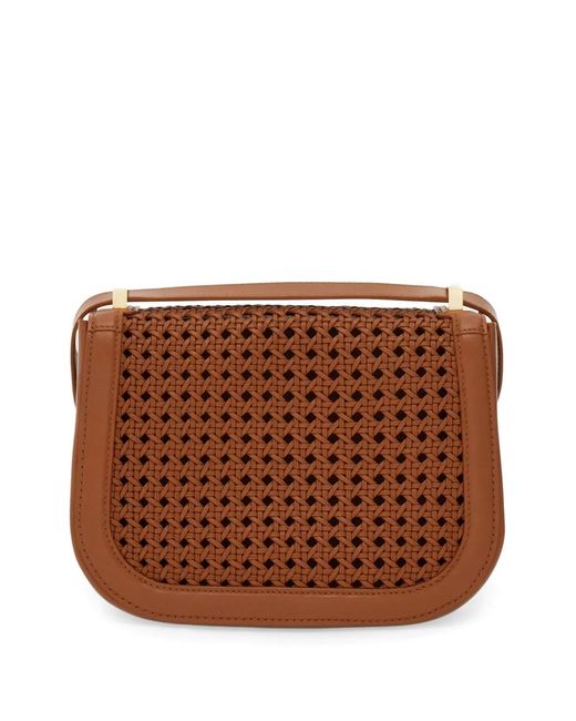 Ferragamo Brown Double Gancini North-South Crossbody Bag (Xs)