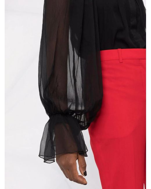 Atu Body Couture Black Bow-Detail Silk Blouse