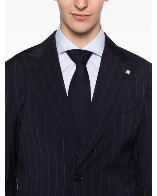 Manuel Ritz Blue Pinstripe Single-Breasted Suit for men