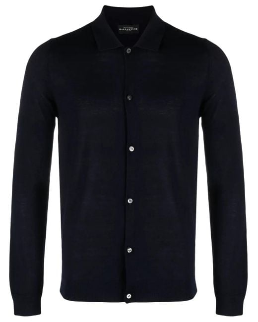 Ballantyne Blue V-Neck Wool Cardigan for men