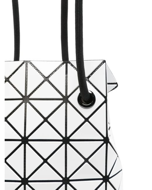 Issey Miyake White Geometric-Pattern Bucket Bag
