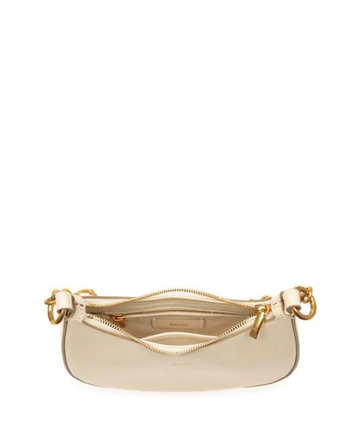 Bally White Emblem Logo-Charm Leather Crossbody Bag