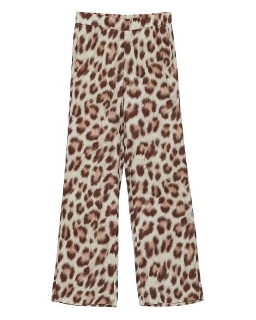 Luisa Cerano White Leopard-Print Trousers
