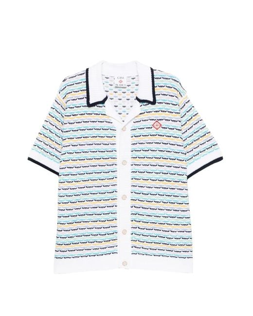 Casablanca Blue Patterned Button-Up Shirt for men