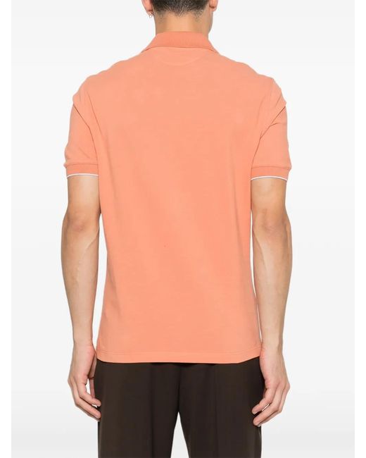 Brunello Cucinelli Orange Logo Polo Shirt for men