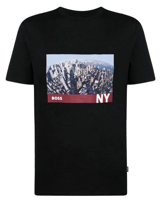 T-Shirt En Coton À Imprimé Graphique Boss pour homme en coloris Black