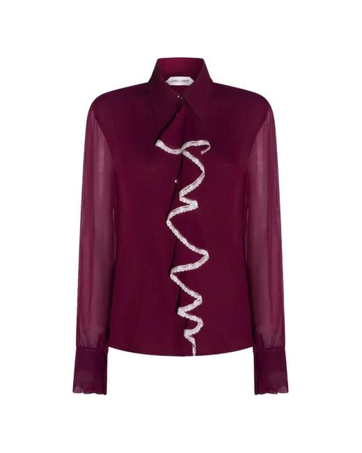 Alberta Ferretti Purple Ruffled Shirt