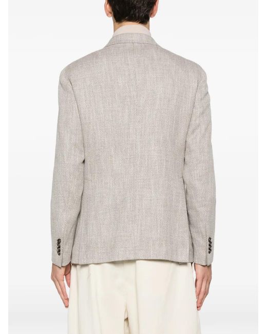 Tagliatore Natural Double-Breasted Herringbone Blazer for men