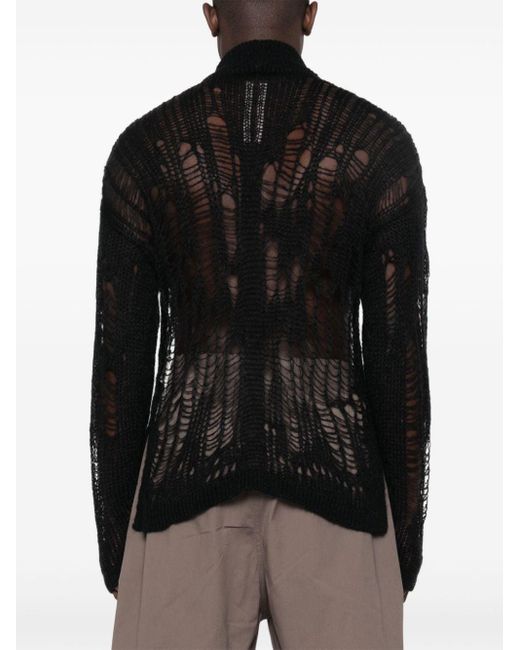 Rick Owens Black Tommy Lupetto Open-knit Jumper for men
