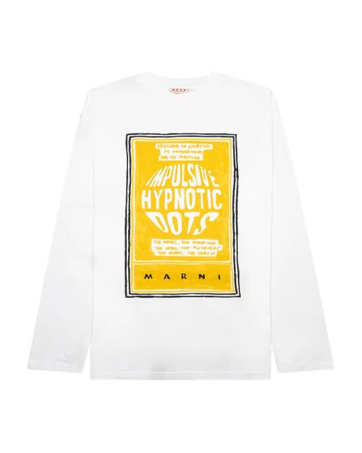 Marni White Graphic-Print Long-Sleeve T-Shirt for men