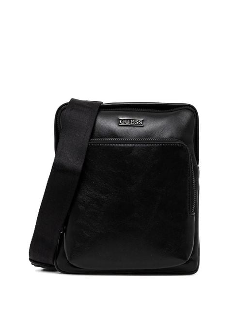 Guess Black Boston Logo-Detail Messenger Bag for men