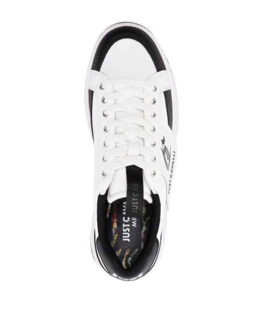 Just Cavalli White Logo-print Leather Sneakers