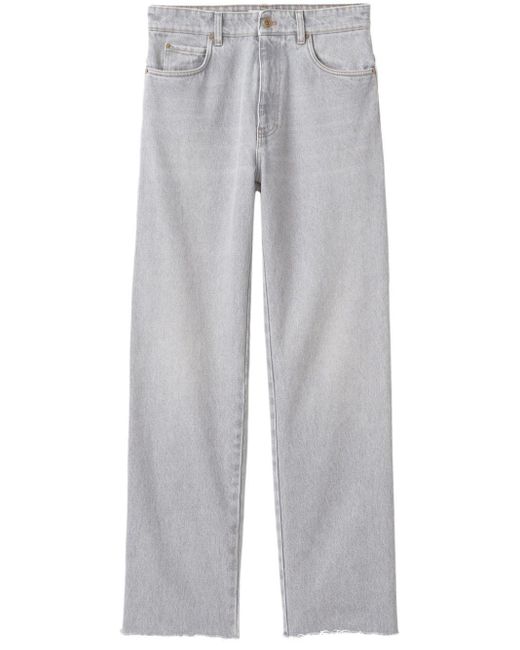 Miu Miu Gray Mid-rise Straight-leg Jeans