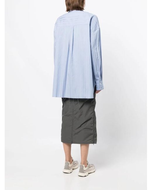 Goen.J Blue Metallic-Threading Striped Shirt
