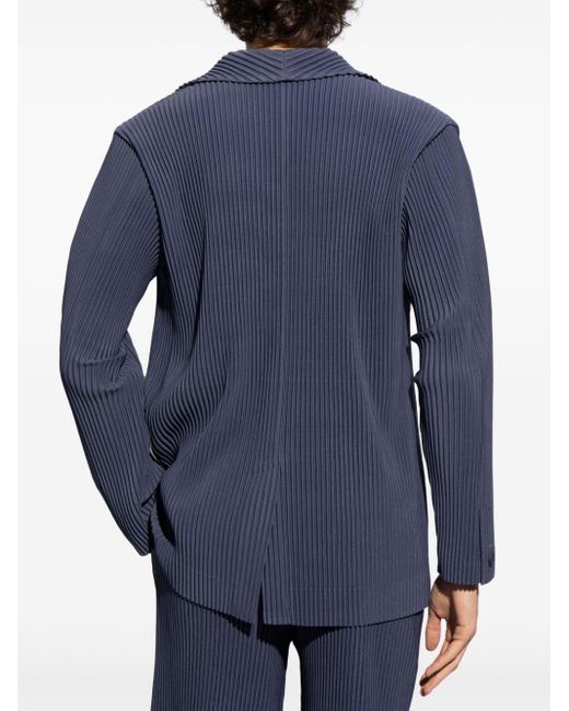 Homme Plissé Issey Miyake Blue Pleated Single-breasted Blazer for men