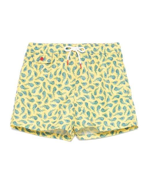 Kiton Metallic Paisley-Print Swim Shorts for men