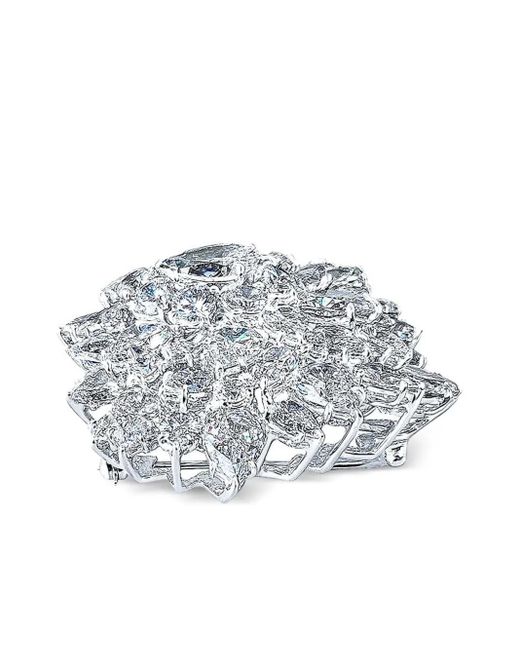Fantasia by Deserio White Crystal-Embellished Brooch