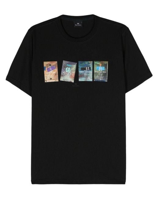 PS by Paul Smith Black Seed Packet Cotton T-shirt for men