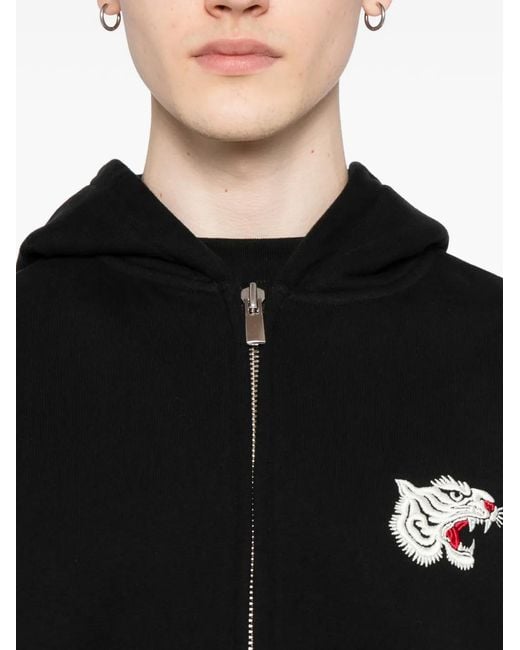 Melt Black Embroidered Zip-Up Hoodie for men