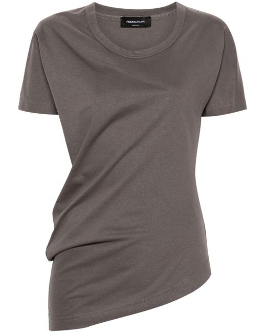Fabiana Filippi Gray Asymmetric Cotton T-shirt