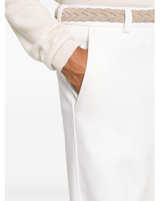 AMI White Wool-blend Wide-leg Trousers for men
