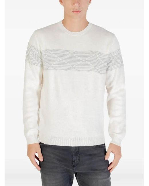 Antony Morato White Geometric-Pattern Sweater for men