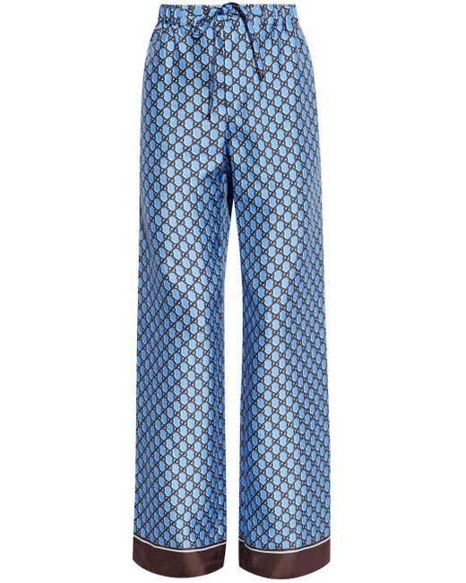 Gucci Blue Double G Flared Trousers