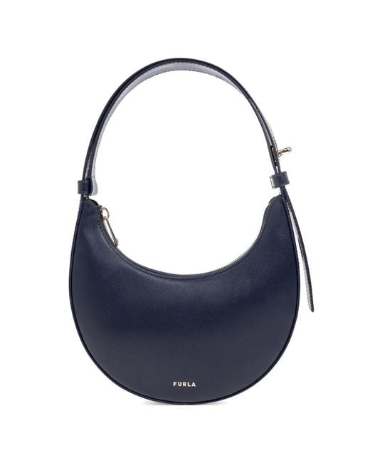 Furla Blue Delizia Zip Leather Mini Tote Bag