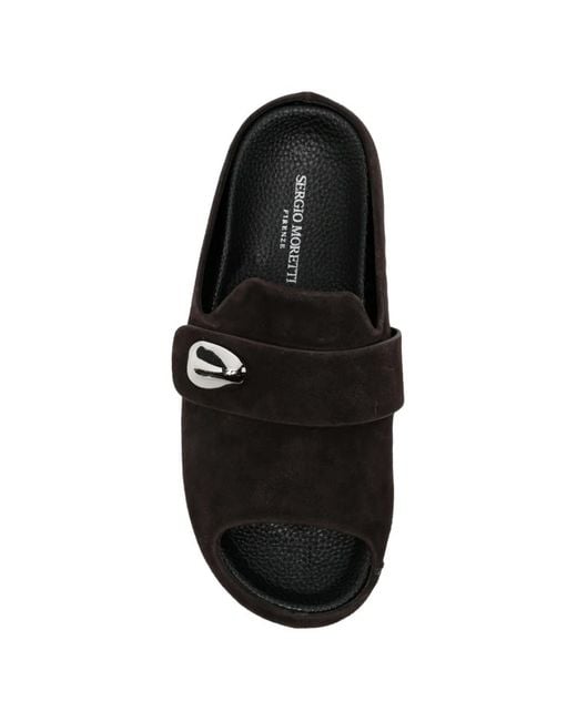 SERGIO MORETTI FIRENZE Black Embellished Open-Toe Sandals