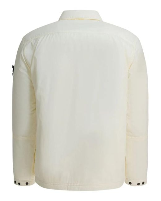 Stone Island White Pocket-Patch Overshirt for men