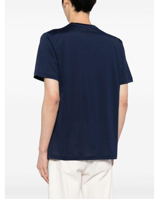 T-shirt en coton à logo brodé Kiton pour homme en coloris Blue
