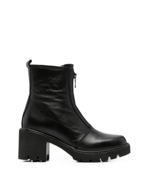 SERGIO MORETTI FIRENZE Black Zip-Front Chunky Ankle Boots
