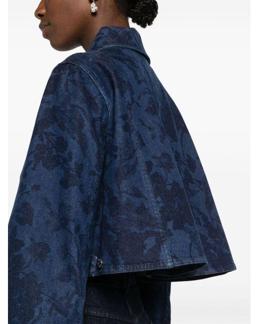 Erdem Blue Cropped-Jacke mit Blumen-Print
