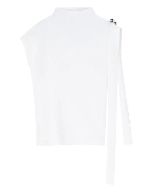 Lanvin White Sleeveless Button-Embellished Blouse