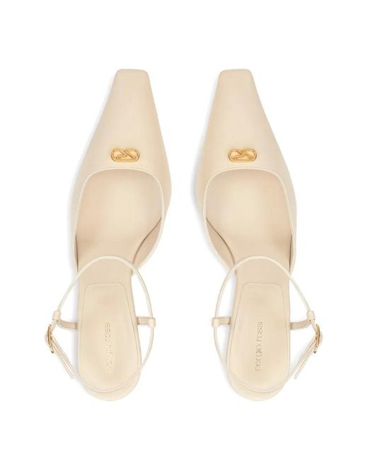 Sergio Rossi Natural Surge Ankle-Strap Logo Pumps