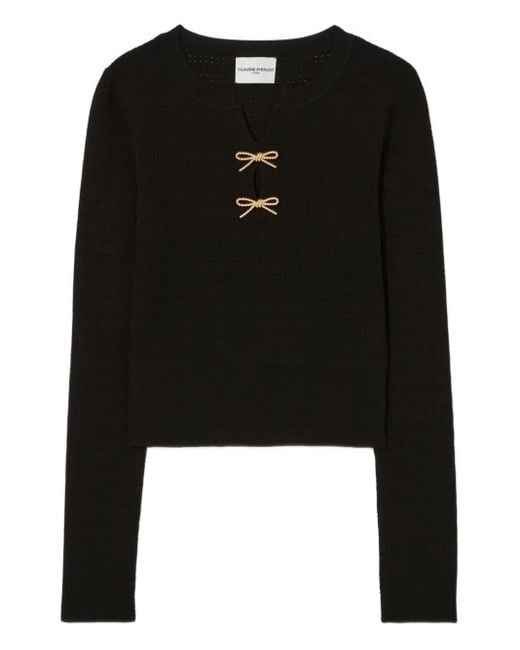 Claudie Pierlot Black Haut En Maille À Détail De Nœud