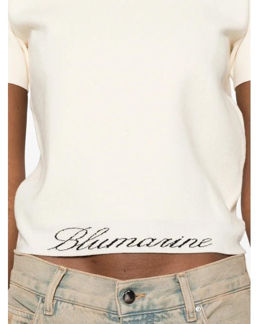 Blumarine Red Scalloped Crew Neck Knitwear