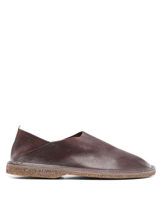Moma Brown Leather Slippers for men