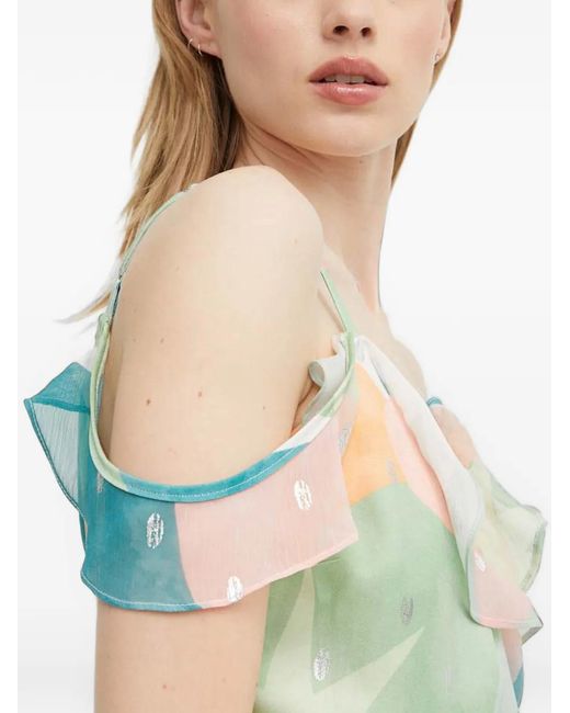 Never Fully Dressed Blue Ruffled Printed Top