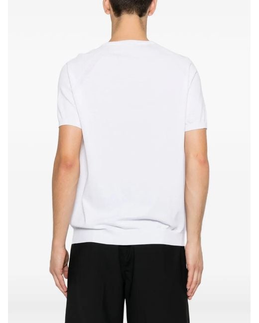 Jeordie's White Raglan-Sleeve Ribbed-Trim T-Shirt for men