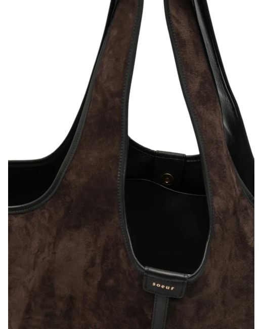 Soeur Black Suede Leather Shoulder Bag
