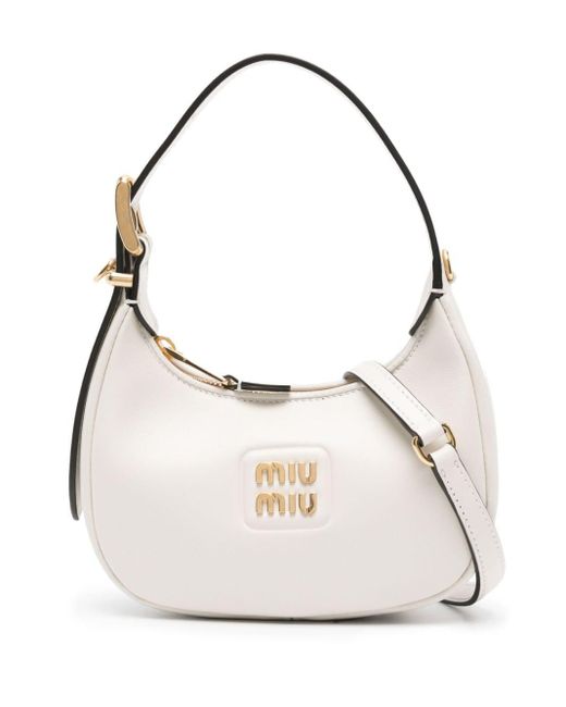 Miu Miu Natural Logo-plaque Leather Shoulder Bag