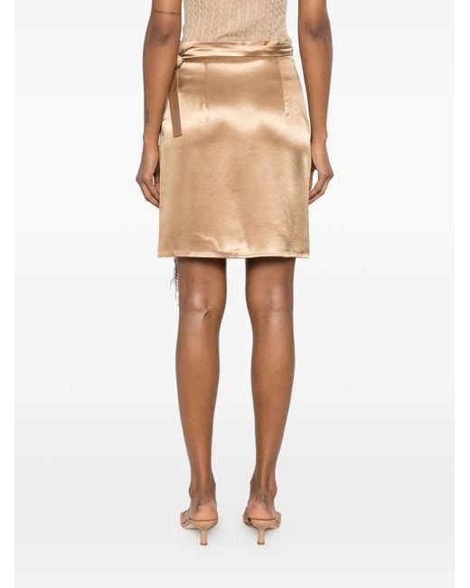 THE NINA STUDIO Natural Fringe-Trimmed Wrap Skirt